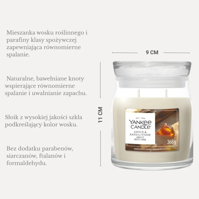 Yankee Candle YC Signature Amber & Sandalwood candela media