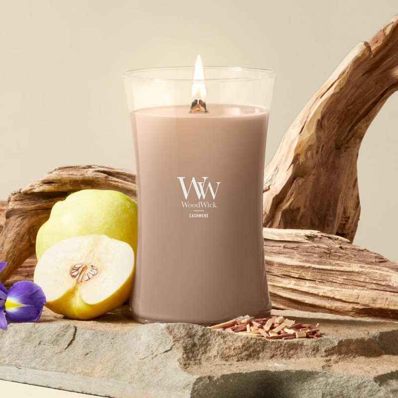 WoodWick Cashmere candela grande, 610 g, marrone