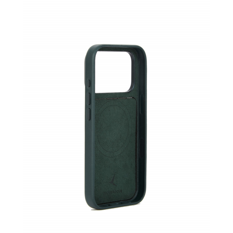 Mujjo Troubadour custodia modulare in pelle per Apple iPhone 18 Pro / 17 Pro, MagSafe, verde ossidiana