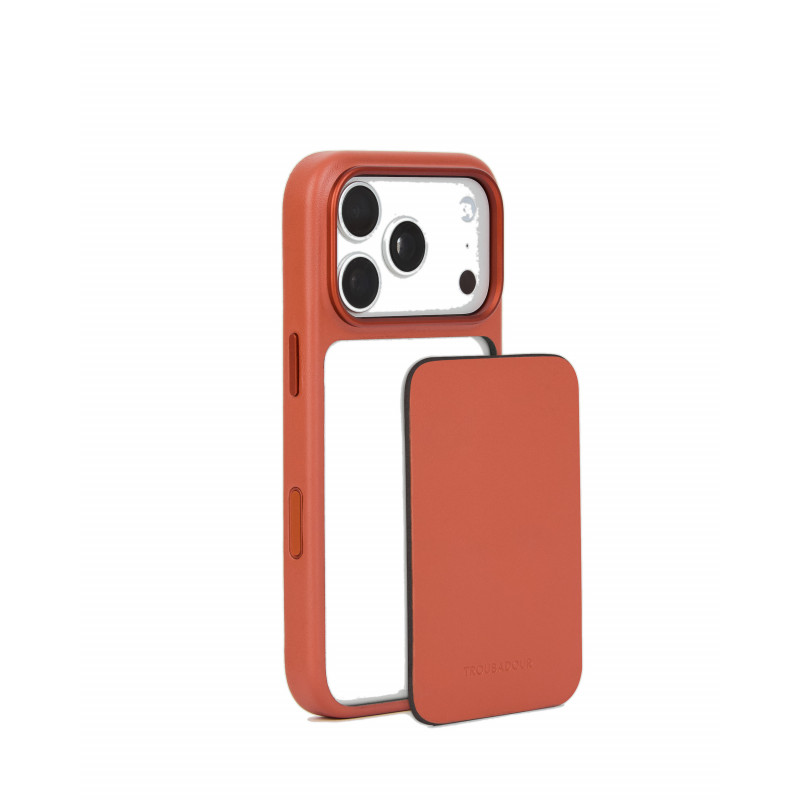 Mujjo Troubadour custodia modulare in pelle per Apple iPhone 18 Pro / 17 Pro, MagSafe, terracotta