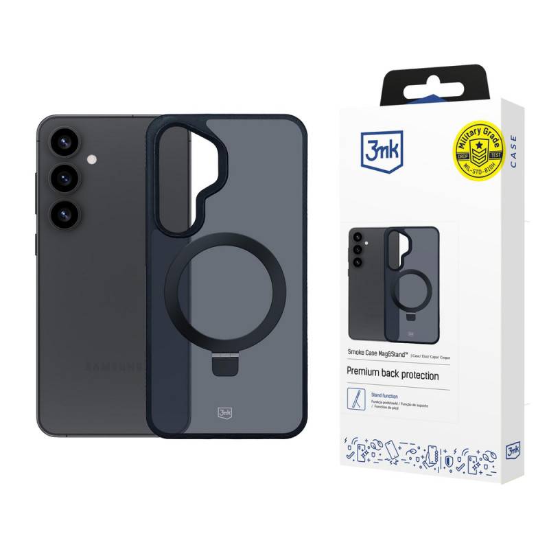 3MK Smoke Case Mag&Stand custodia per smartphone Samsung Galaxy S25+, nera
