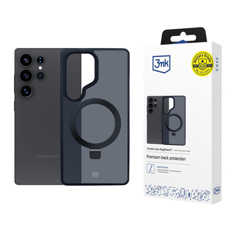 3MK Smoke Case Mag&Stand custodia per smartphone Samsung Galaxy S25 Ultra, nera