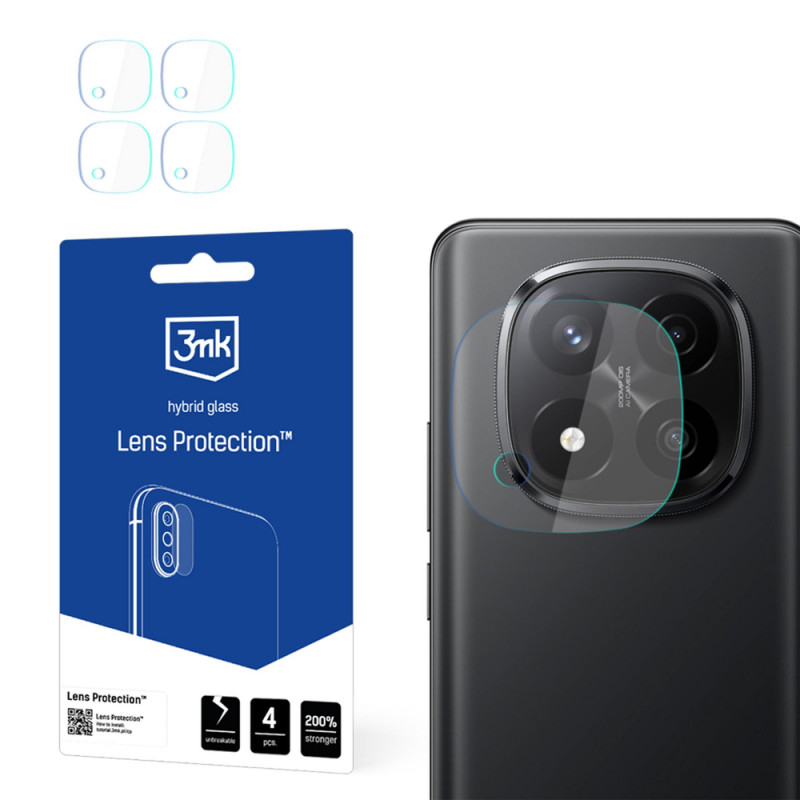 3MK Lens Protection vetro ibrido protettivo per obiettivo fotocamera per Xiaomi Redmi Note 14 Pro+ (4 pz.)