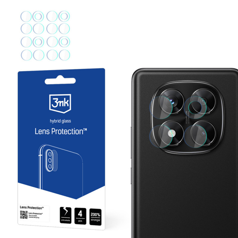 3MK Lens Protection vetro ibrido per obiettivo della fotocamera di Xiaomi Redmi Note 14 Pro 4G (4 pz.)
