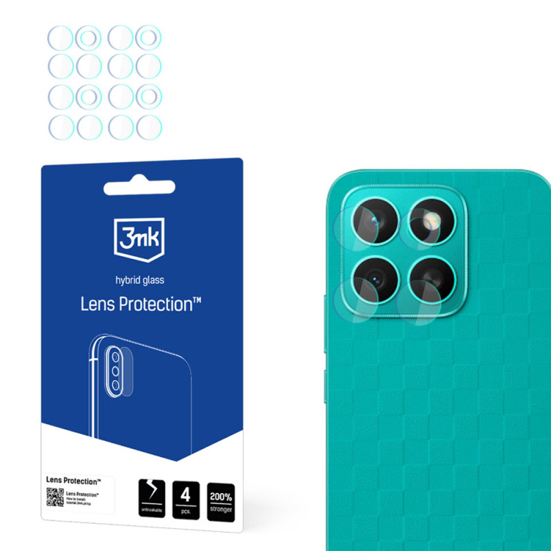 3MK Lens Protection vetro ibrido per obiettivo della fotocamera di Honor X8c (4 pz.)
