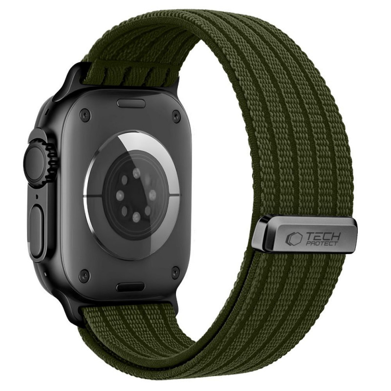 Tech-Protect Nylon Sport cinturino per Apple Watch 44/45/46/49 mm, verde scuro