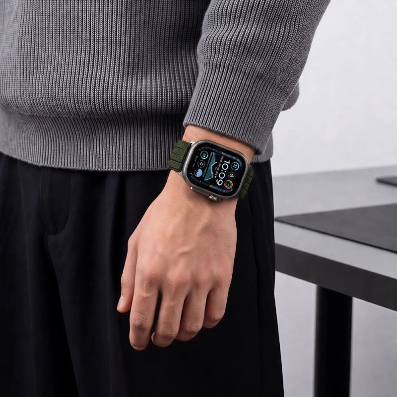Tech-Protect Nylon Sport cinturino per Apple Watch 44/45/46/49 mm, verde scuro