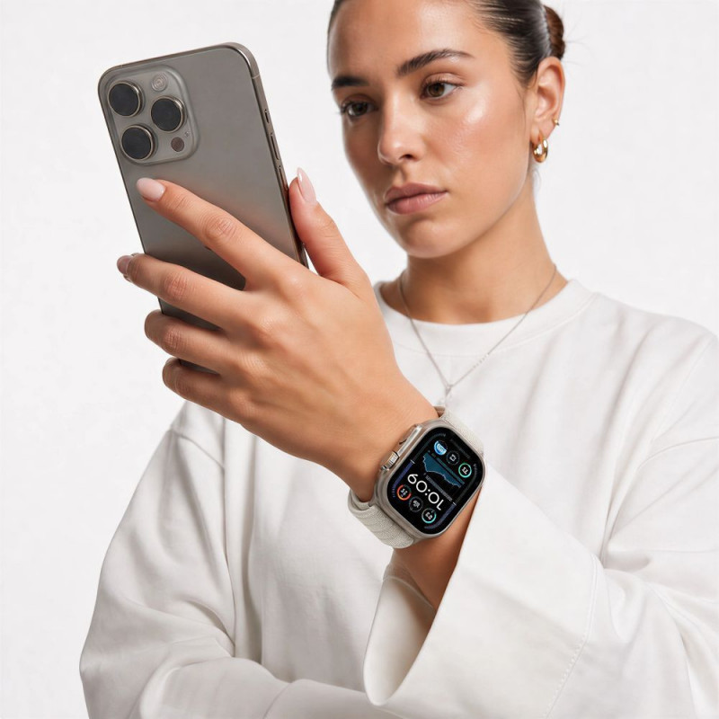 Tech-Protect Nylon Sport cinturino per Apple Watch 8 / 9 / 10 / 11 / SE / Ultra 44 / 45 / 46 / 49 mm, Starlight