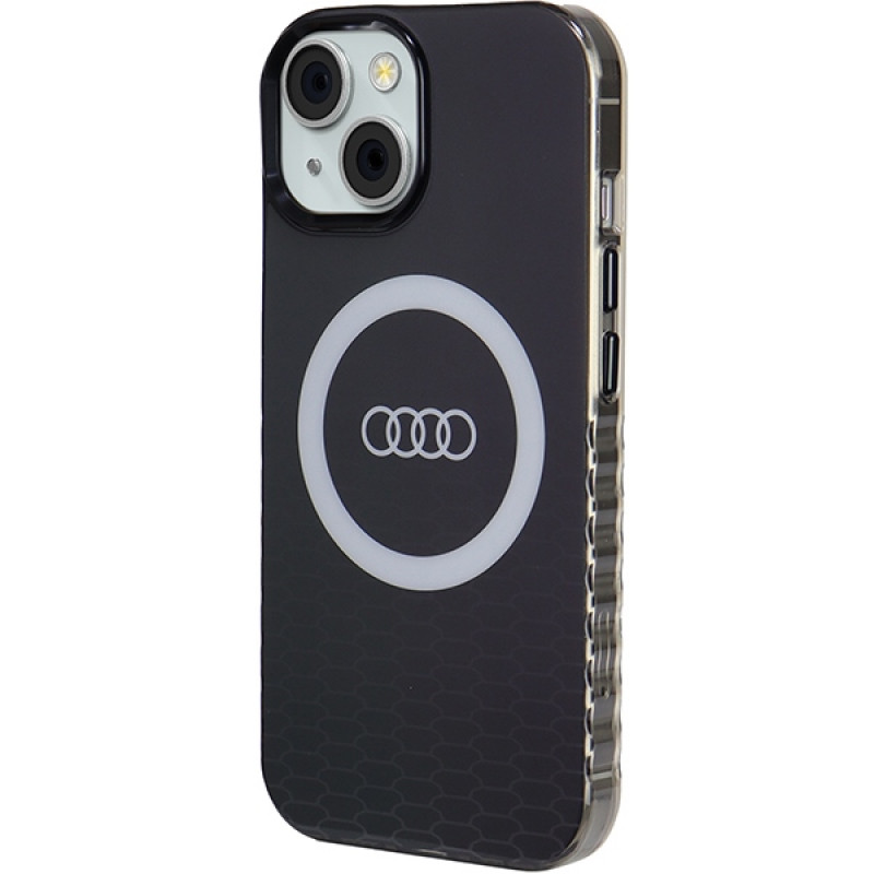 Custodia Audi IML Big Logo MagSafe per iPhone 15 / 14 / 13, nera (AUDI000075)