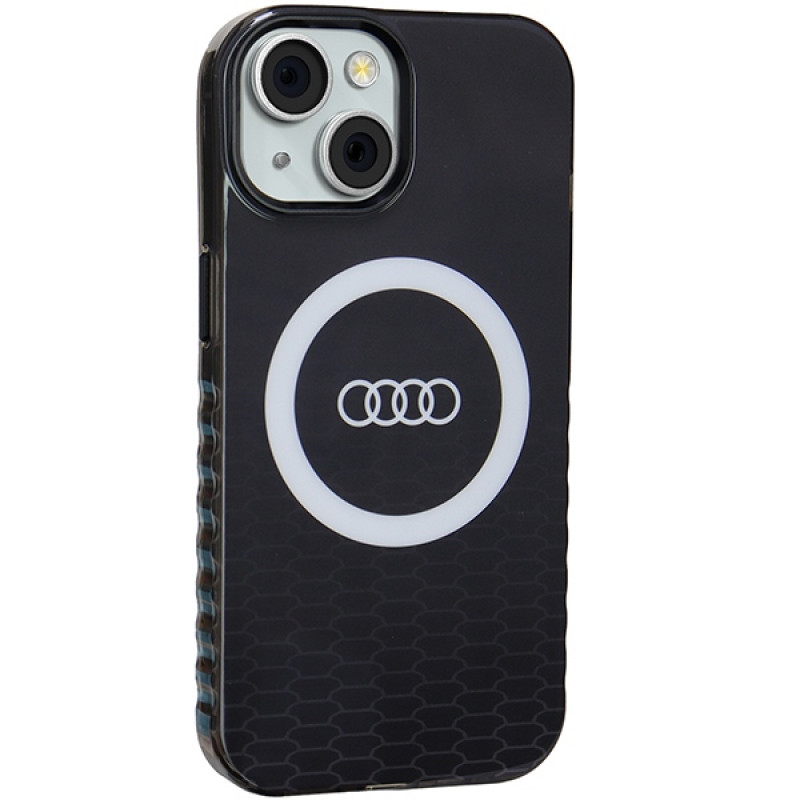 Custodia Audi IML Big Logo MagSafe per iPhone 15 / 14 / 13, nera (AUDI000075)