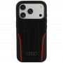 Custodia Audi R8 Genuine Leather MagSafe in vera pelle per iPhone 18 Pro / 17 Pro, nera e rossa (AUDI000239)