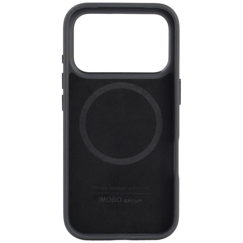 Custodia Audi R8 Genuine Leather MagSafe in vera pelle per iPhone 18 Pro / 17 Pro, nera e rossa (AUDI000239)