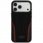 Custodia Audi R8 Genuine Leather MagSafe in vera pelle per iPhone 18 Pro Max / 17 Pro Max, nera e rossa (AUDI000240)