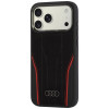 Custodia Audi R8 Genuine Leather MagSafe in vera pelle per iPhone 18 Pro Max / 17 Pro Max, nera e rossa (AUDI000240)
