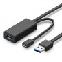 Cavo prolunga UGREEN US175 USB 3.0 con porta di alimentazione micro USB, 5 m, nero