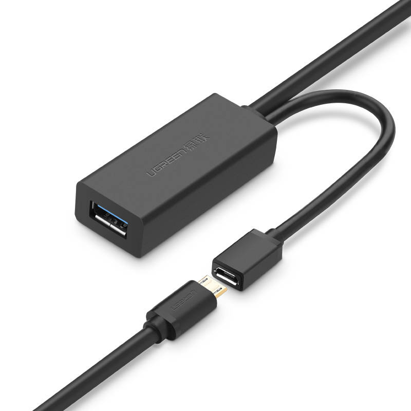 Cavo prolunga UGREEN US175 USB 3.0 con porta di alimentazione micro USB, 5 m, nero