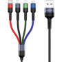 USAMS U26 SJ413USB01 (US-SJ413) cavo intrecciato in nylon 4 in 1, 3 m, 2 A (2x Lightning/microUSB/USB-C)