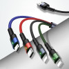 USAMS U26 SJ413USB01 (US-SJ413) cavo intrecciato in nylon 4 in 1, 3 m, 2 A (2x Lightning/microUSB/USB-C)