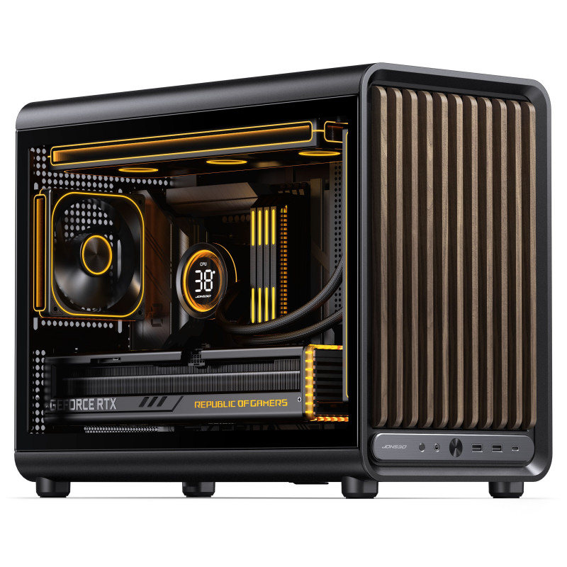 Jonsbo D33 Wood case per PC, Micro-ATX, mATX, vetro temperato, nero, legno
