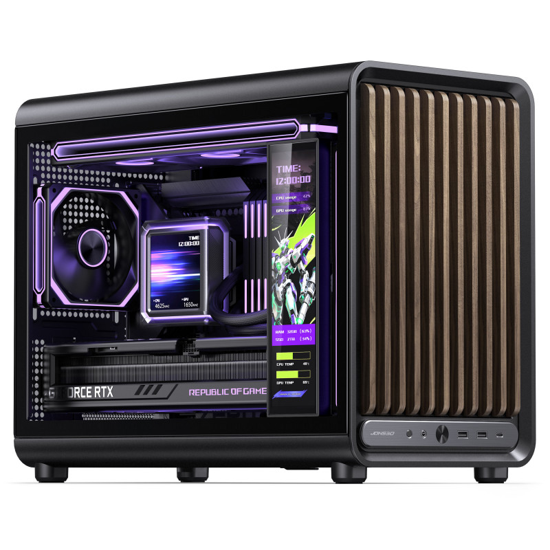 Jonsbo D33 Wood case per PC, Micro-ATX, mATX, vetro temperato, nero, legno