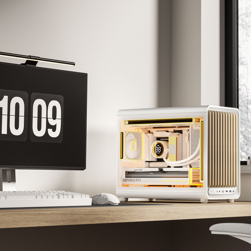 Jonsbo D33 Wood case per PC, mini case, mATX, vetro temperato, bianco, legno (D33 WD/WHITE)