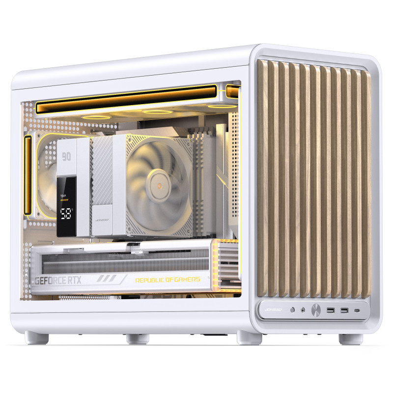 Jonsbo D33 Wood case per PC, mini case, mATX, vetro temperato, bianco, legno (D33 WD/WHITE)