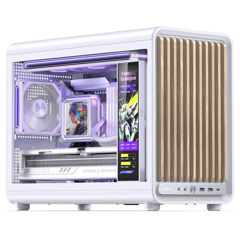 Jonsbo D33 Wood case per PC, mini case, mATX, vetro temperato, bianco, legno (D33 WD/WHITE)