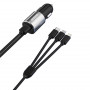 Dudao R5ProN caricabatterie da auto con cavo 3 in 1 integrato (Lightning / USB-C / micro USB), 3,4 A, 1 m, nero