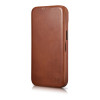 iCarer CE Oil Wax Premium Leather Folio Case custodia a libro magnetica per iPhone 14 Plus, MagSafe, marrone (AKI14220707-BN)