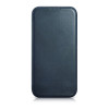 iCarer CE Oil Wax Premium Leather Folio Case custodia a libro magnetica per iPhone 14 Plus, MagSafe, blu (AKI14220707-BU)