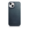 iCarer CE Oil Wax Premium Leather Folio Case custodia a libro magnetica per iPhone 14 Plus, MagSafe, blu (AKI14220707-BU)