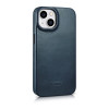 iCarer CE Oil Wax Premium Leather Folio Case custodia a libro magnetica per iPhone 14 Plus, MagSafe, blu (AKI14220707-BU)