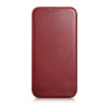 iCarer CE Oil Wax Premium Leather Folio Case custodia a libro magnetica per iPhone 14 Plus, MagSafe, rossa (AKI14220707-RD)