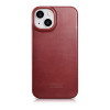 iCarer CE Oil Wax Premium Leather Folio Case custodia a libro magnetica per iPhone 14 Plus, MagSafe, rossa (AKI14220707-RD)