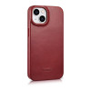 iCarer CE Oil Wax Premium Leather Folio Case custodia a libro magnetica per iPhone 14 Plus, MagSafe, rossa (AKI14220707-RD)