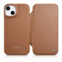 iCarer CE Premium Leather Folio Case custodia a libro magnetica per iPhone 14 Plus, MagSafe, marrone (WMI14220715-BN)
