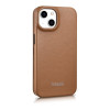 iCarer CE Premium Leather Folio Case custodia a libro magnetica per iPhone 14 Plus, MagSafe, marrone (WMI14220715-BN)