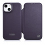 iCarer CE Premium Leather Folio Case custodia a libro magnetica per iPhone 14 Plus, MagSafe, viola scuro (WMI14220715-DP)