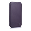 iCarer CE Premium Leather Folio Case custodia a libro magnetica per iPhone 14 Plus, MagSafe, viola scuro (WMI14220715-DP)