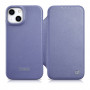iCarer CE Premium Leather Folio Case custodia a libro in pelle per Apple iPhone 14 Plus / 15 Plus, MagSafe, viola chiaro (ICR413)