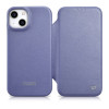 iCarer CE Premium Leather Folio Case custodia a libro in pelle per Apple iPhone 14 Plus / 15 Plus, MagSafe, viola chiaro (ICR413)