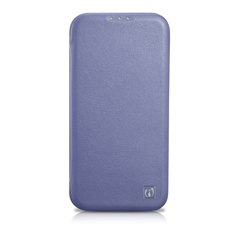 iCarer CE Premium Leather Folio Case custodia a libro in pelle per Apple iPhone 14 Plus / 15 Plus, MagSafe, viola chiaro (ICR413)