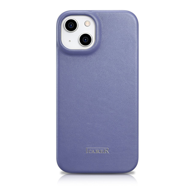 iCarer CE Premium Leather Folio Case custodia a libro in pelle per Apple iPhone 14 Plus / 15 Plus, MagSafe, viola chiaro (ICR413)