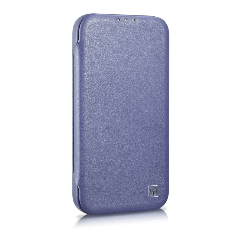 iCarer CE Premium Leather Folio Case custodia a libro in pelle per Apple iPhone 14 Plus / 15 Plus, MagSafe, viola chiaro (ICR413)