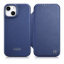iCarer CE Premium Leather Folio Case custodia a libro magnetica per iPhone 14 Plus, MagSafe, blu (WMI14220715-BU)