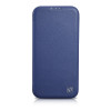 iCarer CE Premium Leather Folio Case custodia a libro magnetica per iPhone 14 Plus, MagSafe, blu (WMI14220715-BU)