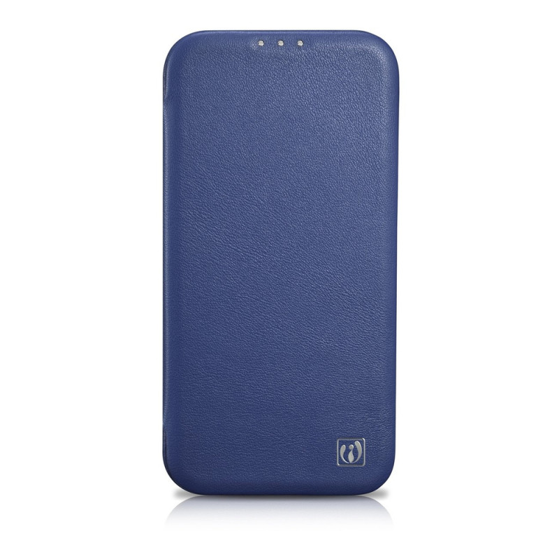 iCarer CE Premium Leather Folio Case custodia a libro magnetica per iPhone 14 Plus, MagSafe, blu (WMI14220715-BU)