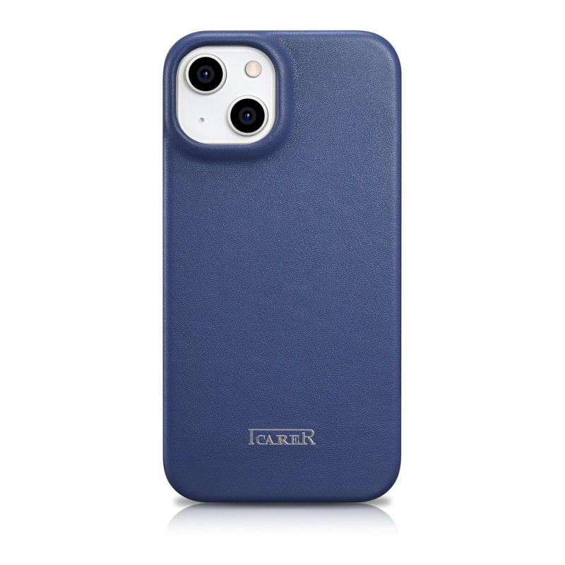 iCarer CE Premium Leather Folio Case custodia a libro magnetica per iPhone 14 Plus, MagSafe, blu (WMI14220715-BU)