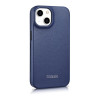 iCarer CE Premium Leather Folio Case custodia a libro magnetica per iPhone 14 Plus, MagSafe, blu (WMI14220715-BU)