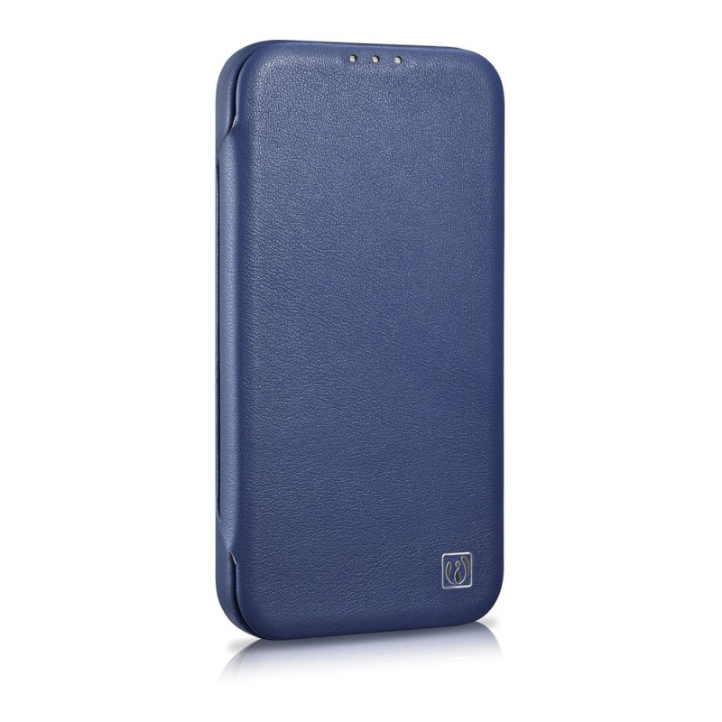 iCarer CE Premium Leather Folio Case custodia a libro magnetica per iPhone 14 Plus, MagSafe, blu (WMI14220715-BU)